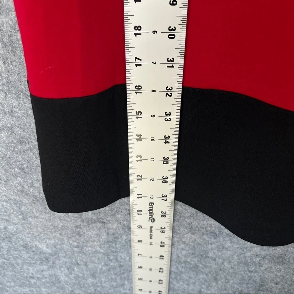 ICE Bell Sleeve Color Block Dress Faux Snakeskin Black Red Size 14